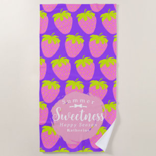 Strawberry Purple Beach Towel