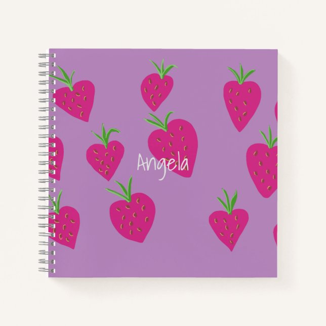 Strawberry Purple Design Customisable Notebook (Front)
