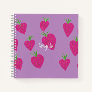 Strawberry Purple Design Customizable Notebook