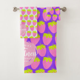 Strawberry Purple Grey Bath Towel