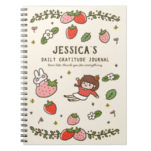Strawberry Rabbit Gratitude Journal Personalised 