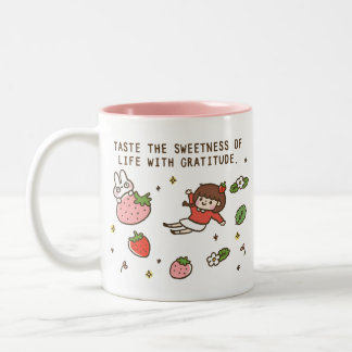 Strawberry & Rabbit Positive Message Coffee Mug