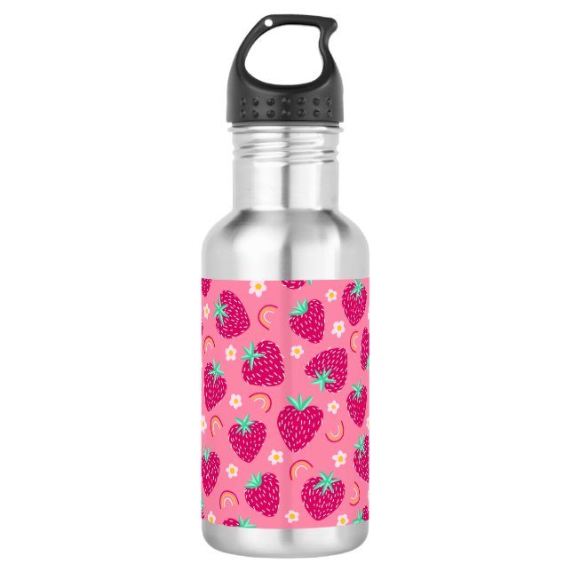 Strawberry Rainbow Daisy pattern 710 Ml Water Bottle (Front)