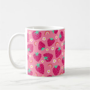 Strawberry Rainbow Daisy pattern Coffee Mug