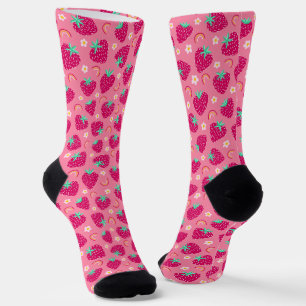 Strawberry Rainbow Daisy pattern Socks