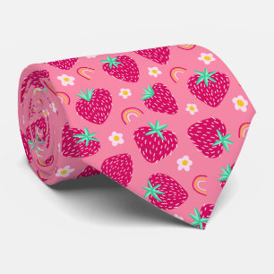 Strawberry Rainbow Daisy pattern Tie
