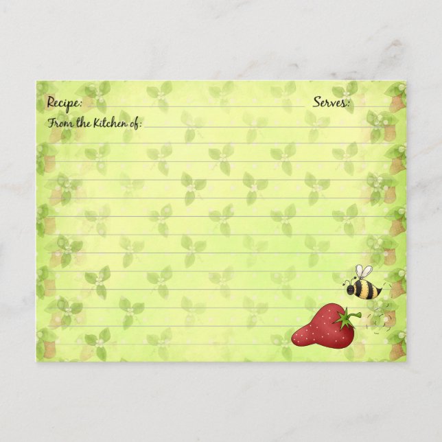 Strawberry Recipe Cards (Front)