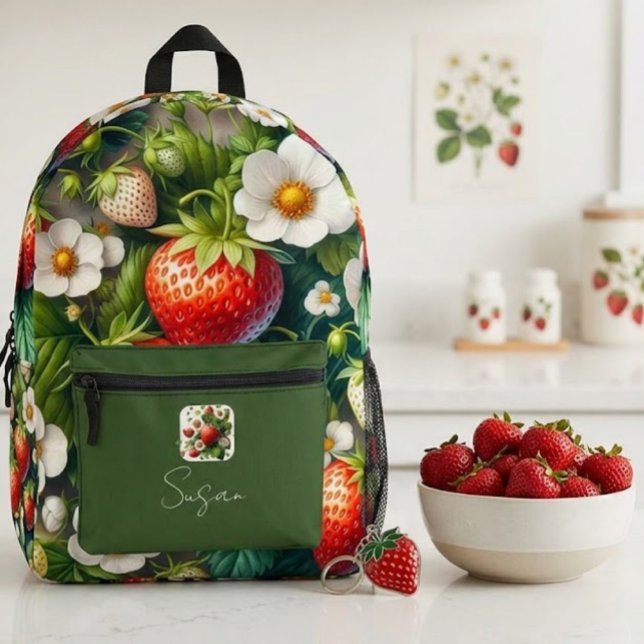  Strawberry Red Berry Fruit  Backpack  (Creator Uploaded)