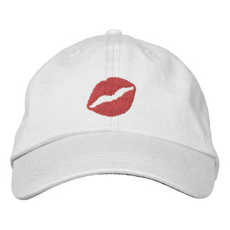 Strawberry Red Lipstick Print Kiss Embroidered Hat