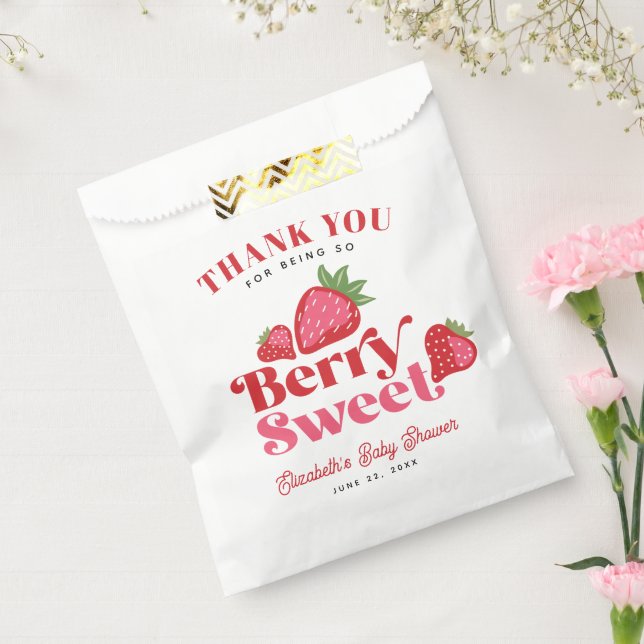 Strawberry Red Pink Berry Sweet Baby Shower Favour Bags (Sealed)