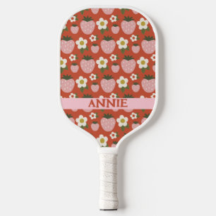 Strawberry Red Pink Personalized Pickleball Paddle