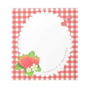 Strawberry Red Plaid Notepad