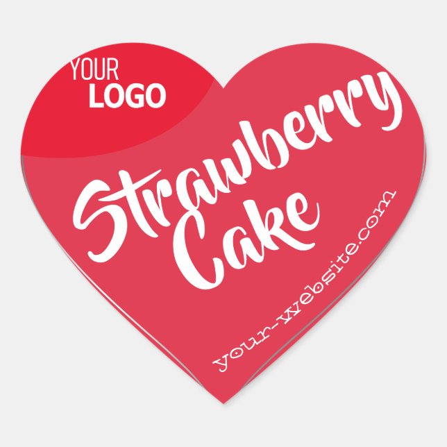 Strawberry Red Silver Frame Logo Template Baking  Heart Sticker (Front)