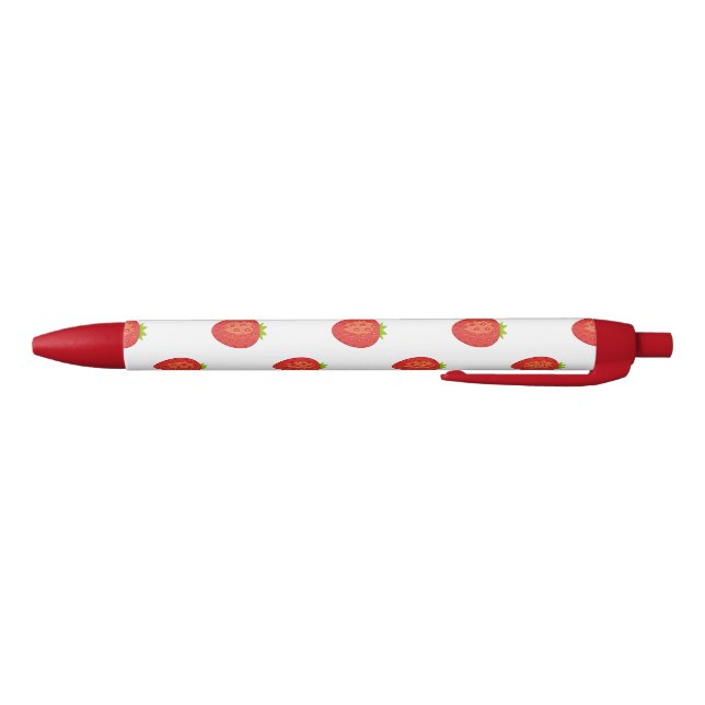 Strawberry Red Trim Pen, Black Ink Pen (Bottom)