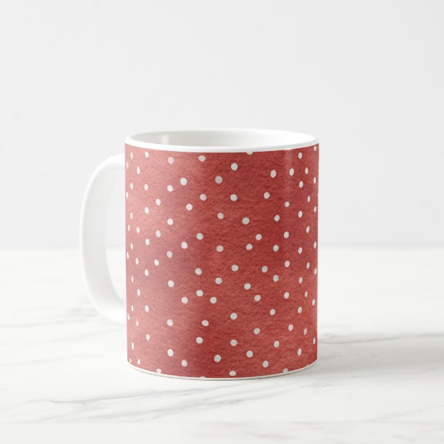 Strawberry Red White Dots Coffee Mug (Front Left)