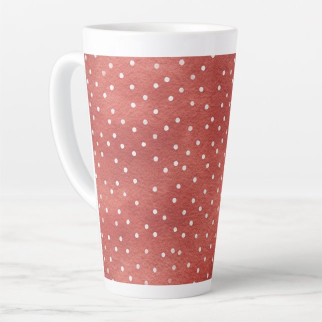 Strawberry Red White Dots Latte Mug (Left Angle)