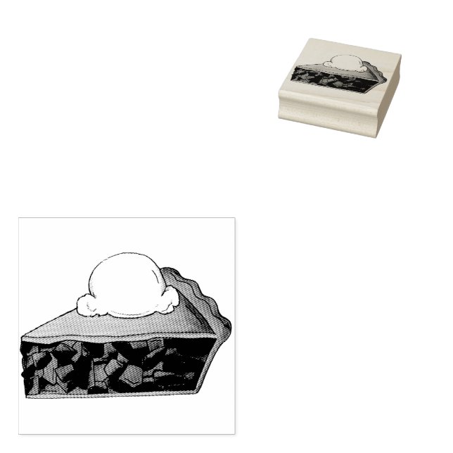 Strawberry Rhubarb Pie a la Mode Dessert Bakery Rubber Stamp (Stamped)