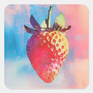Strawberry Risograph Square Sticker