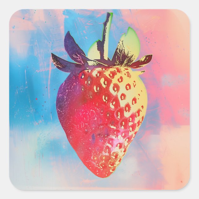 Strawberry Risograph Square Sticker (Front)