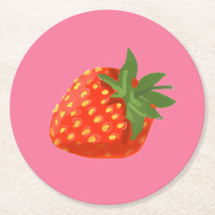Strawberry Round Paper Coaster
