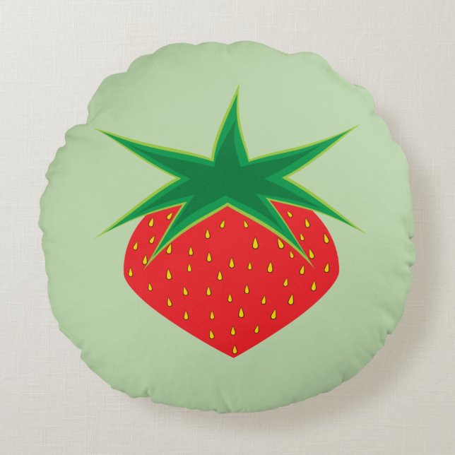 Strawberry Round Pillow (Front)