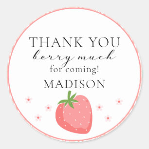 Strawberry Round Stickers Berry First Birthday