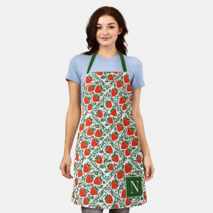 Strawberry Rustic Farmhouse Monogram Apron