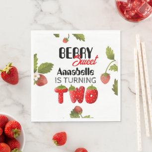 Strawberry Second Birthday Napkin
