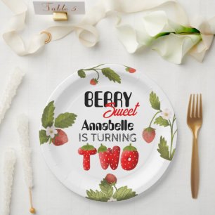 Strawberry Second Birthday Paper Plate