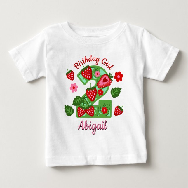 Strawberry Second birthday toddler tshirts (Front)
