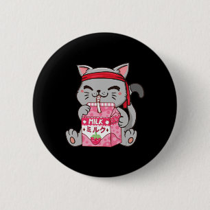 Strawberry Shake Strawberry Milk Cat Kawaii Neko A 6 Cm Round Badge