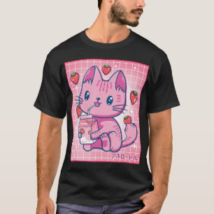 Strawberry Shake Strawberry Milk Cat Kawaii Neko G T-Shirt