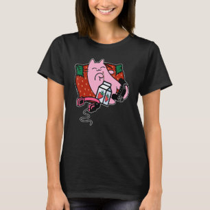 Strawberry Shake Strawberry Milk Pink Cat T-Shirt