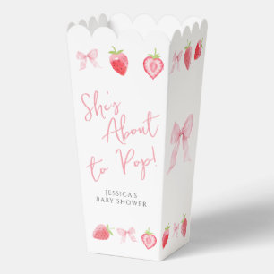 Strawberry Shes About to Pop Baby Shower Popcorn Favour Box