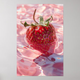 Strawberry Shimmering Light Pink Water Surface Pos Poster