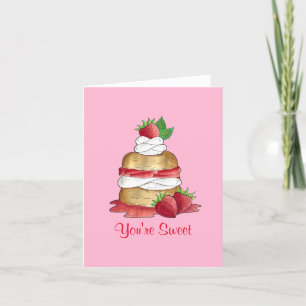 Strawberry Short Cake Shortcake Pink You're Sweet Thank You Card