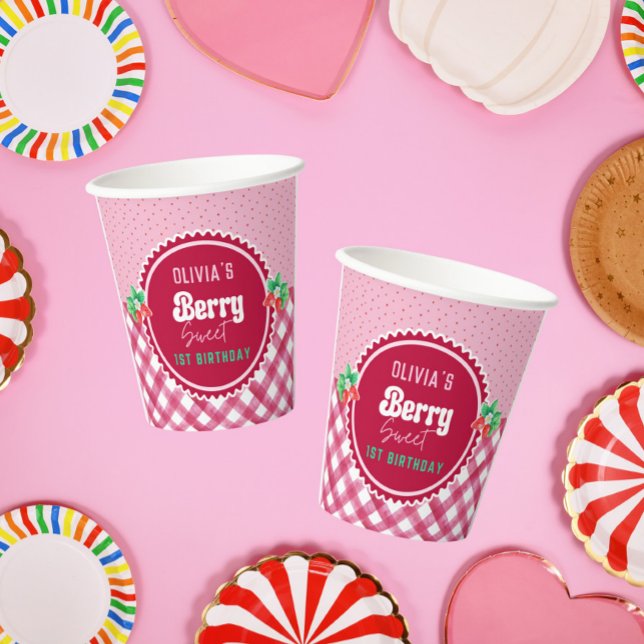 Strawberry Shortcake 1st Birthday Girl Party Paper Cups (Strawberry Shortcake 1st Birthday Girl Party Paper Cup)