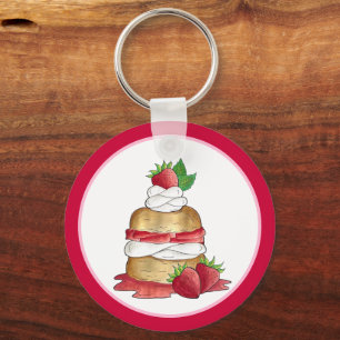 Strawberry Shortcake Cake Dessert Strawberries Key Ring