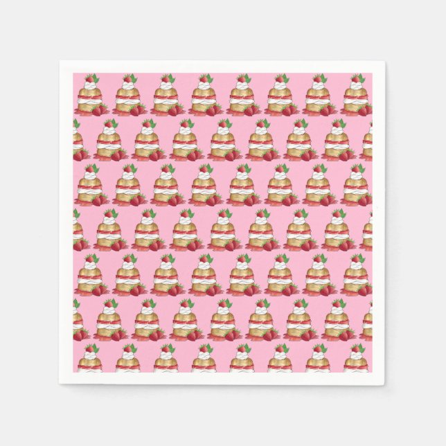 Strawberry Shortcake Cake Dessert Strawberries Napkin (Front)