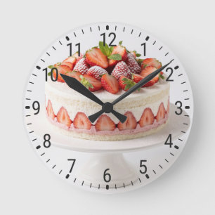 Strawberry Shortcake Dessert Bakery Kitchen Decor Round Clock