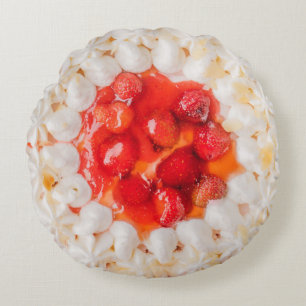 Strawberry shortcake dessert cake whipped cream  round cushion