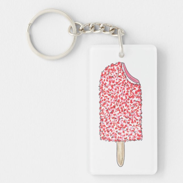 Strawberry Shortcake Popsicle Pink Ice Cream Pop Key Ring (Front)