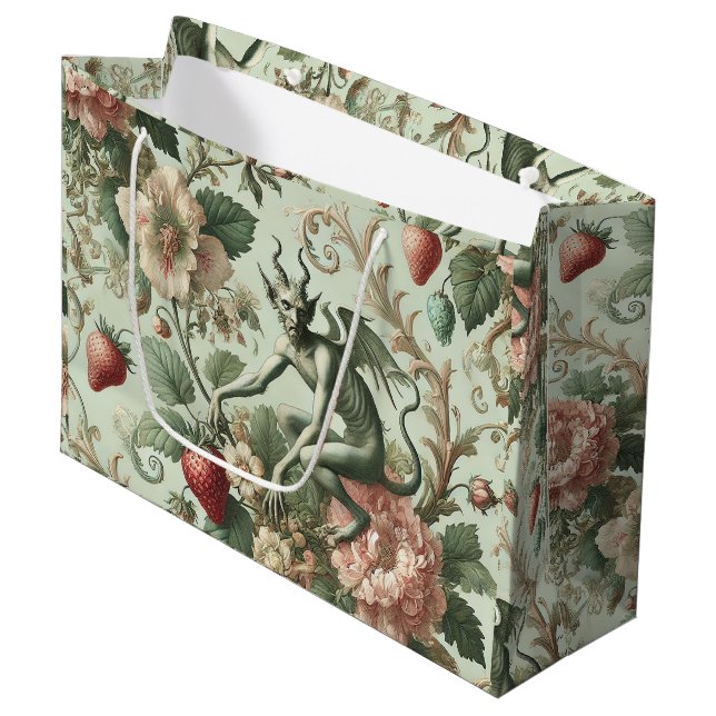Strawberry Sins – Gothic Baroque Large Gift Bag (Front Angled)