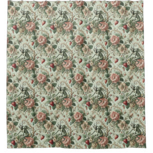 Strawberry Sins – Gothic Baroque Shower Curtain
