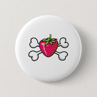 strawberry Skull and Crossbones 6 Cm Round Badge