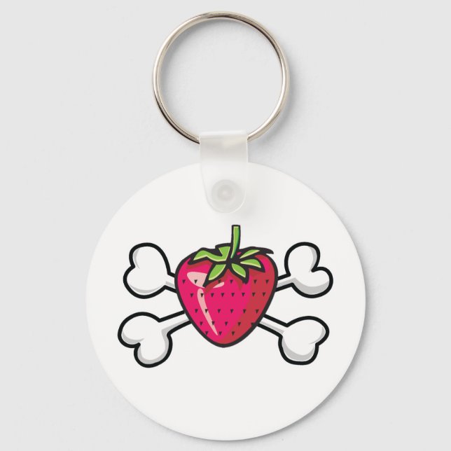 strawberry Skull and Crossbones Key Ring (Front)