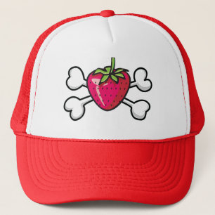 strawberry Skull and Crossbones Trucker Hat
