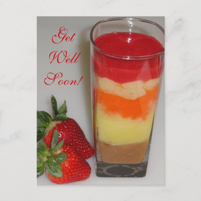 Strawberry Smoothie Sweet  Fruit Get Well Soon Postcard (Front)