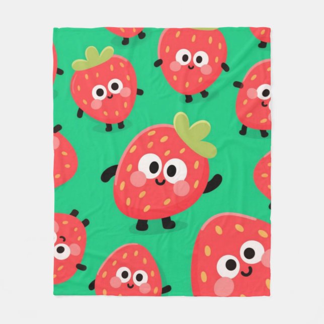 Strawberry Snuggles – Cute Fruit Blanket" Fleece Blanket (Front)
