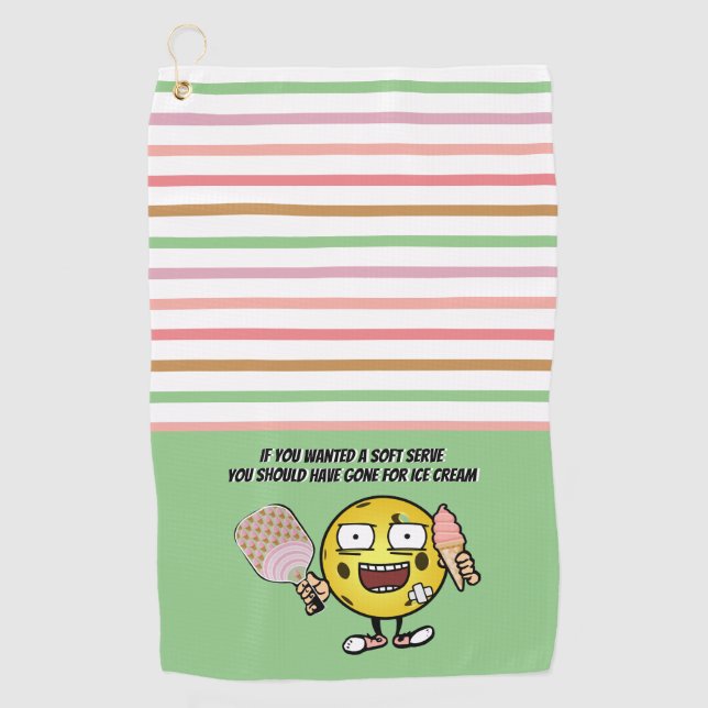Strawberry Soft Serve Ice Cream Pickleball Funny Golf Towel (Front)